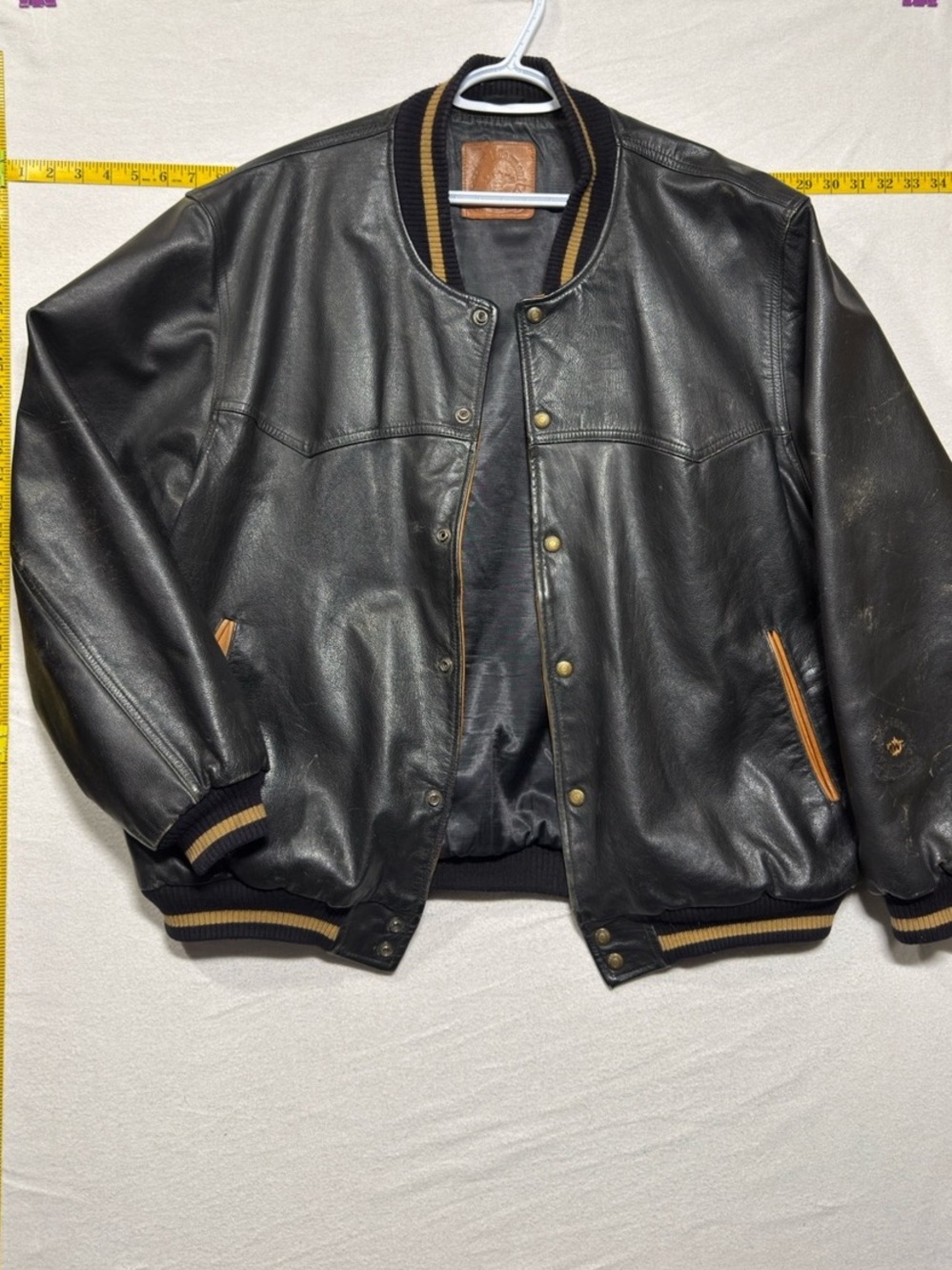 Mid-West Garment Co. Men's Bomber Jacket in Black & Brown vintage
